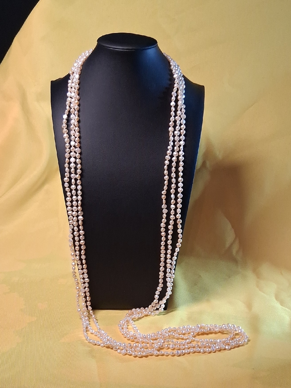 3 Separate 48" Strands Classic Pinkish Ivory Genuine Pearl Necklaces